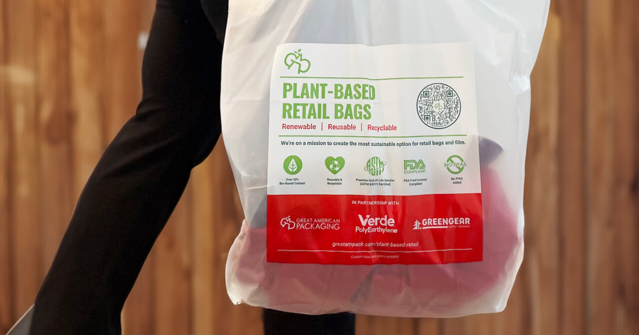 A Plant based retail bag made from Verde bioresins' product