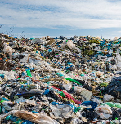 Pile of trash at a landfill